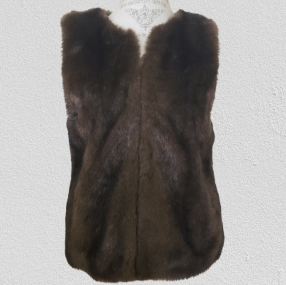Sanctuary Couture Brown Faux Fur Designer Boutique Vest Size Medium